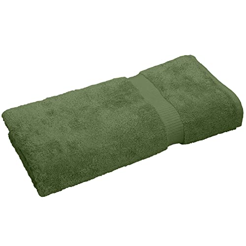 Luxury Hotel & Spa Quality, Quick Dry 100% Turkish Cotton 700 GSM, Eco Friendly Towel, for Bathroom Oversize Dobby Border Bath Towels 35 X 70 (Bath Sheet Single Towel Set of 1, Moss) - color: Moss, style: Jumbo Bath Towel 35 x 70 - Set of 1