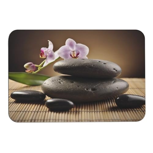 Soft Diatomaceous Earth Zen Stone Bath Mat 16x24 Absorbent Quick Dry Stone Bath Mats 0.15" Ultra Thin Non-Slip Bathroom Rug with Rubber Backing Easy Clean Floor Mat for Shower Entryway - size: 1'4" x 2' (Rectangular)