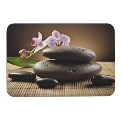 Soft Diatomaceous Earth Zen Stone Bath Mat 16x24 Absorbent Quick Dry Stone Bath Mats 0.15" Ultra Thin Non-Slip Bathroom Rug with Rubber Backing Easy Clean Floor Mat for Shower Entryway - size: 1'4" x 2' (Rectangular)