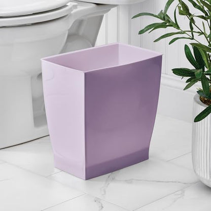 iDesign Small Plastic Bathroom Trash Can, Slim Rectangle Purple | For Bedroom, Office, Dorm, Garbage Bin - color: Purple, style: Pack of 1
