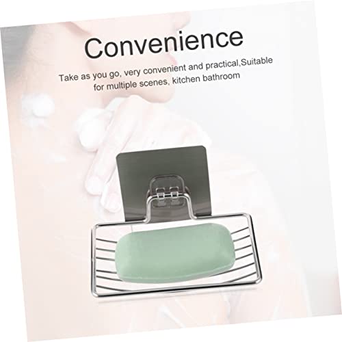 2pcs Double Layer Soap Drainer Wall Mount Soap Holder Stainless Steel Suction Cup Draining Easy Clean Bathroom Supplies