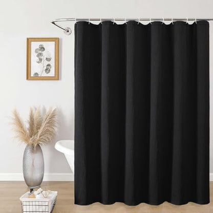 Aiyufeng 3D Textured Black Shower Curtain for Bathroom, Fabric Shower Curtain Soft Cloth & Hotel Spa Quality, Luxury Boho Bathroom Curtains, Machine Washable, Black, 72x72 Inches - color: Black, size: 72"W x 72"L (Pack of 1)