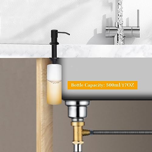 Soap Dispenser for Kitchen Sink, Built in Sink Soap Dispenser Lotion Dispenser with 17 OZ Bottle, Refill from The Top Bar Sink Soap Dispenser, Black (1 Pack) - color: Black