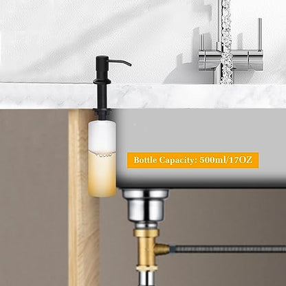Soap Dispenser for Kitchen Sink, Built in Sink Soap Dispenser Lotion Dispenser with 17 OZ Bottle, Refill from The Top Bar Sink Soap Dispenser, Black (1 Pack) - color: Black