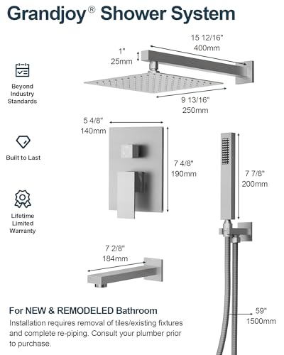 10" Shower Faucet Set with Tub Spount, High Pressure Rainfall Shower Head and Handheld Sprayer Combo, Bathroom Tub Shower Faucet Set, Brushed Nickel - color: Brushed Nickel