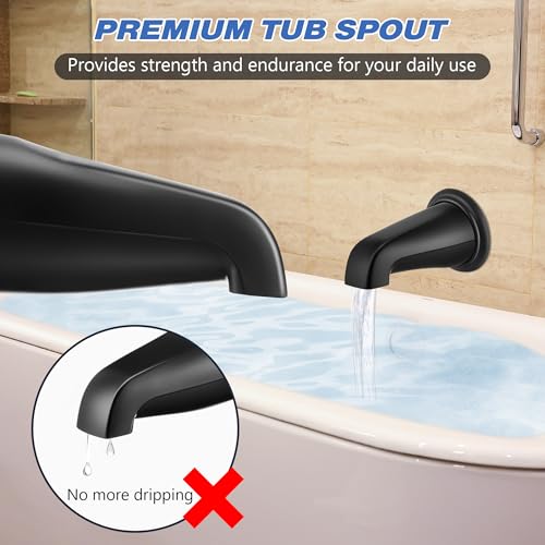Dreyoo Tub Spout (Universal Fits 1/2" Copper Pipe, 1/2" IPS and 3/4" IPS), Bathroom Bathtub Faucet with Adapters and Hex Wrench(Matte Black,Without Diverter) - color: Matte Black, style: Without Diverter