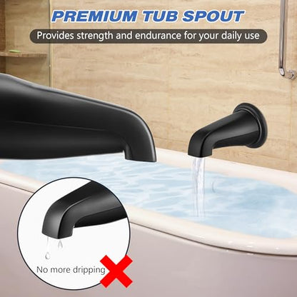 Dreyoo Tub Spout (Universal Fits 1/2" Copper Pipe, 1/2" IPS and 3/4" IPS), Bathroom Bathtub Faucet with Adapters and Hex Wrench(Matte Black,Without Diverter) - color: Matte Black, style: Without Diverter