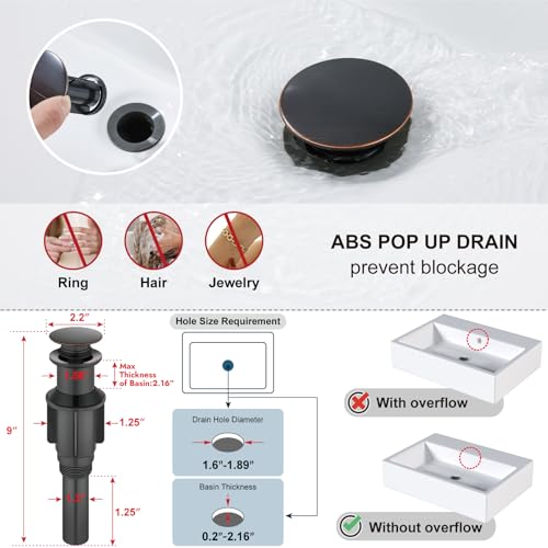 Midanya Waterfall Tall Bathroom Vessel Sink Faucet,Oil Rubbed Bronze | with 24” cUPC Water Hoses,Pop Up Drain without Overflow,for 1 hole Vanity,RV,Lavatory,Bowl,Farmhouse,SUS304,Single Handle - color: Bronze