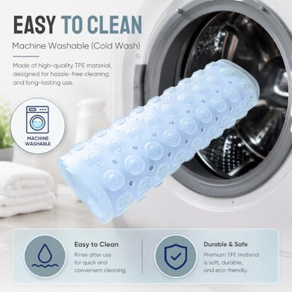 Bathtub Mat Non-Slip – 39" x 15.5" Extra Long Shower Mat with Suction Cups, BPA Free & Machine Washable, Textured Bath Mat for Tub, Ideal for Kids, Seniors & Pregnant Women, Clear - color: Clear