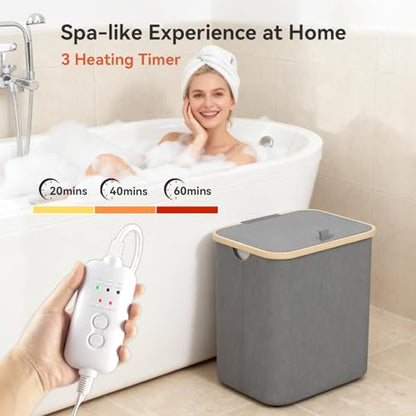 Towel Warmer & Laundry Basket 2-in-1, Foldable Towel Warmer for Bathroom with Removable Heating Bag, 20/40/60Mins Fast Heating, Auto Shut-Off, Fits 3 Large Towels Blankets, Ideal Xmas Gift - color: Grey
