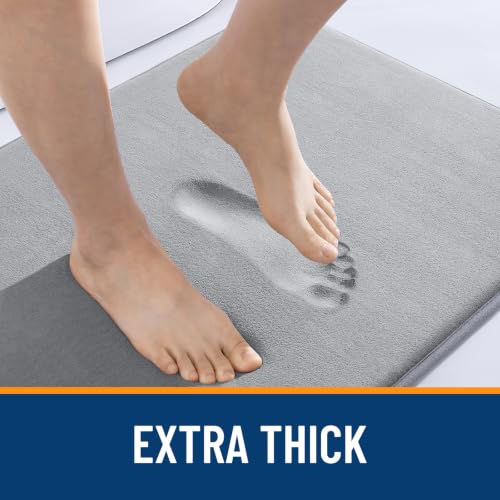 OLANLY Memory Foam Bath Mat 32x20, Super Soft Absorbent Bathroom Rugs, Quick Dry and Machine Washable Shower Floor Rugs, Bathmat Carpet, Bathroom Home Decor Accessories, Grey