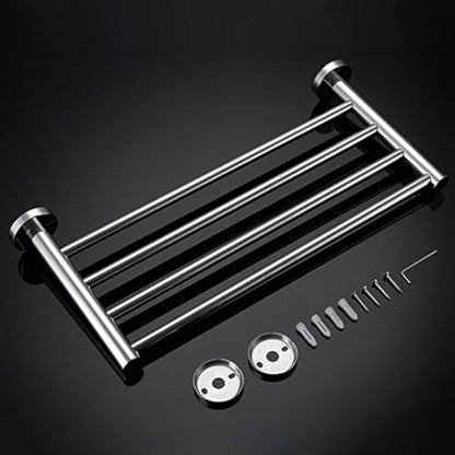 20 Inch Bathroom Towel Rack, Hotel Style Towel Racks for Bathroom Wall Mounted, Modern Towel Bar Rack, 2-Tier Towel Shelves, Polished Chrome - color: Polished Chrome, size: 20 Inches