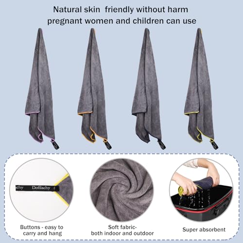 Dofilachy 4 Pack Camping Towel - Camping Towels Quick Dry Towel Microfiber Travel Sports Towel for Camp Bath Beach Swim, Large 24” x 48” - color: Black-4