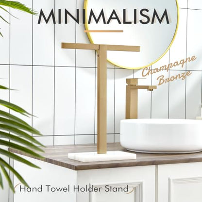 KOKOSIRI Hand Towel Holder Stand Towel Rack with Marble Base for Bathroom Kitchen Vanity Countertop, Champagne Bronze Stainless Steel 15.7'' Height THS0002-SM-CPG - color: Champagne Bronze, size: 1-Bar