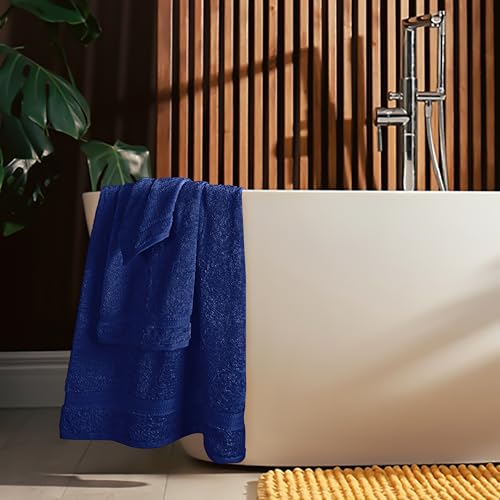 MyOwn 6 Piece Towel Set, 100% Combed Cotton - 2 Bath Towels, 2 Hand Towels, 2 Wash Cloths - 500 GSM Luxury Hotel Quality Ultra Soft Highly Absorbent Towel Set for Bathroom - Navy Blue - color: Navy Blue