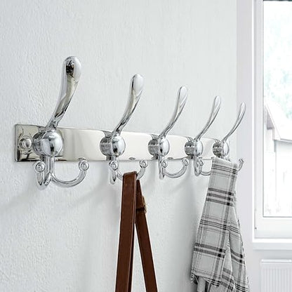 Coat Rack Wall Mount, Heavy Duty 12-Gauge Base vs Flimsy 1mm, Double-Thick Solid Anti-Snap Hooks, 16” Stud-Mount, Stainless Steel Hanger for Clothes Hat Entryway Closet, Chromed, Pack of 2 - color: Chromed, size: L=17" (2pcs)