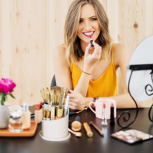 Concealed Toothbrush Holder, Makeup Brush Holder Organizer with Lid 360 Rotating Clear Dustproof for Dresser Tabletop Bathroom Countertop (Black) - color: Black