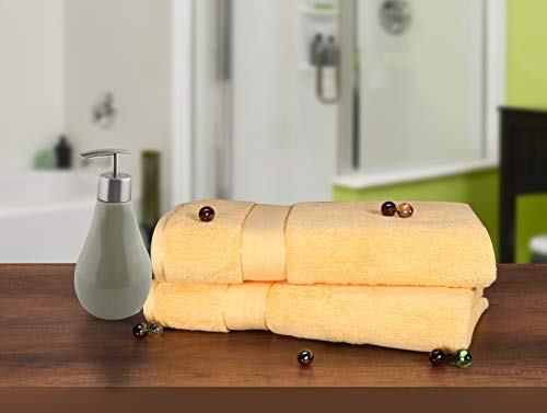 GLAMBURG 700 GSM Premium Cotton 2-Pack Oversized Extra Large Bath Sheet Set - 100% Combed Cotton - 2 Bath Sheets 35x70 - Luxury Hotel & Spa Quality - Durable Ultra Soft Highly Absorbent - Yellow - color: Yellow, size: 2 Pack 700 GSM Bathsheet