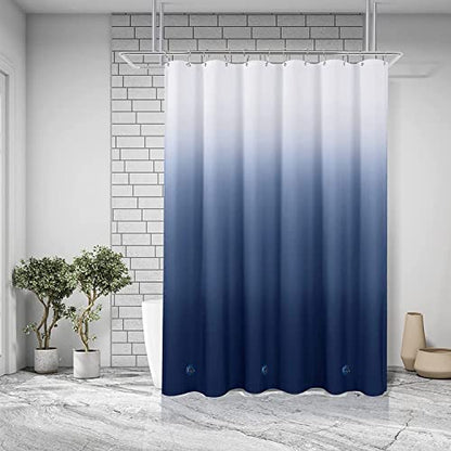 Shower Curtain Liner 72 x 72, Plastic Waterproof 4G Lightweight Shower Liner for Bathroom, with Grommets Holes and 3 Heavy Duty Magnetic Weights - color: Gradient Dark Blue