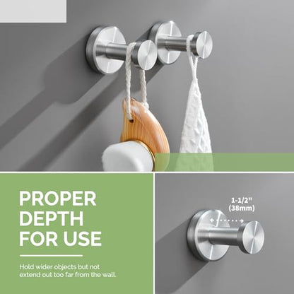 Angle Simple Brushed Nickel Bathroom Towel Hook, Robe Coat Holder, 2 Pack | SUS304 Stainless Steel, Heavy Duty Wall Hook for Clothes Shirt Scarf, Screw Mount - color: Brushed Nickel, size: 2 Pack