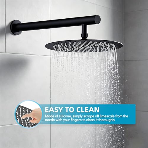 HUCKLE Shower Faucet Set, 10 Inch Rainfall Shower head With Handheld | Black Shower Head and Handheld Set, Single Handle Control, Shower System, Wall Mount, Included Brass Valve and Trim kit