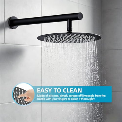 HUCKLE Shower Faucet Set, 10 Inch Rainfall Shower head With Handheld | Black Shower Head and Handheld Set, Single Handle Control, Shower System, Wall Mount, Included Brass Valve and Trim kit