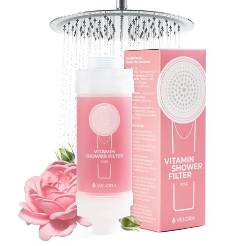 Vitamin C Shower Filter and Water Softener for Hard Water - Aromatherapy Shower Head Attachment - Universal Fit, Easy to Install - Reduces Dry Itchy Skin and Nourish Hair - Rose-Scented - style: Rose
