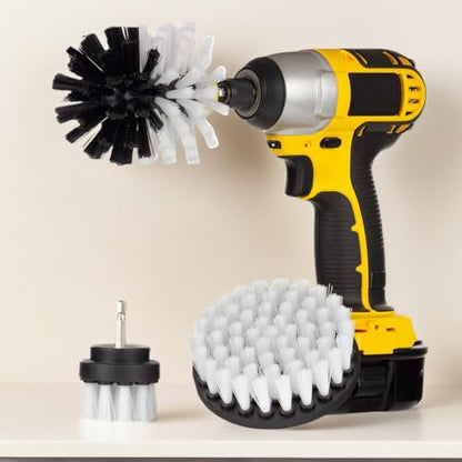 Drill Power Cleaning Brush Set of 4, Power Scrubber Brushes with Extended Attachment, All Purpose for Floor, Tub, Shower, Tile, Bathroom and Kitchen Surface, White - color: White