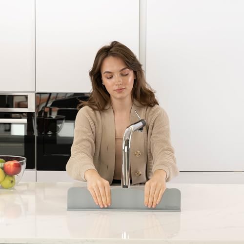 TYOARO Sink Splash Guard Behind Faucet for Kitchen, Silicone Non-Slip Base | Non-slip suction base, fits kitchen and bathroom sinks, dishwasher safe - color: Cool Gray