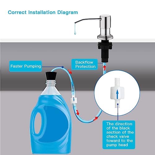 Kitchen Sink Soap Dispenser, Brushed Nickel Countertop Soap Dispenser Pump, 47" Silicone Extension Tube Connect to The Soap Bottle Directly, Say Goodbye to Frequent Refills - color: Brushed Nickel, size: With Tube Kit