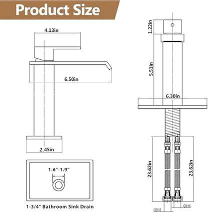 Waterfall Single Handle Bathroom Sink Faucet Grey | Vanity Faucet with Pop-up Drain, llaves para lavamanos de baño, Ceramic Valve, for 1 or 3 Hole Modern Bathrooms. - color: Gray