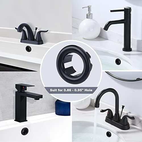 ARCORA 2 Pack Sink Overflow Ring Matte Black Bathroom Kitchen Sink Basin Trim Overflow Cover Hole Insert Cap - color: Black-2 Pack