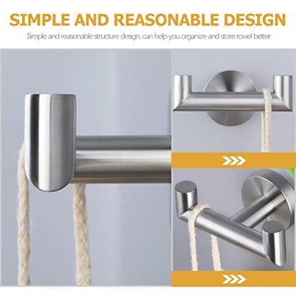 iplusmile Heavy Duty Stainless Steel Double Towel Hook Wall-Mounted Robe Hanger for Bathroom and -Saving Design and Towel Holder
