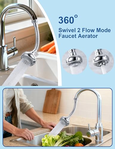 UFO-shaped 360° Swivel Kitchen Faucet Extender,Anti-Splash Dual-function Kitchen Faucet Sprayer Attachment,Large-diameter Shower Head Sink Aerator,Water Saving-8 Inch - style: LONG