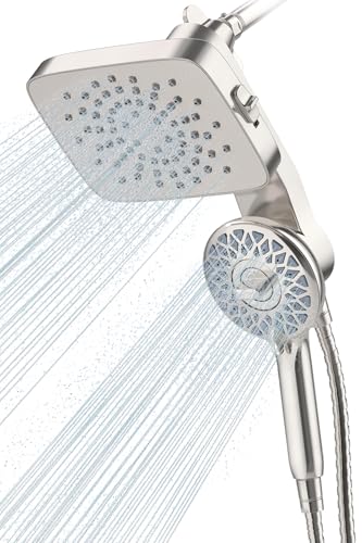 Cobbe® Dual Shower Head with Magnetic Handheld, Brushed Nickel | Rain Shower Combo, 2-in-1 Fixed & Detachable, Multiple Spray Modes, Built-in Magnet Dock, 6ft Hose - color: Brushed Nickel