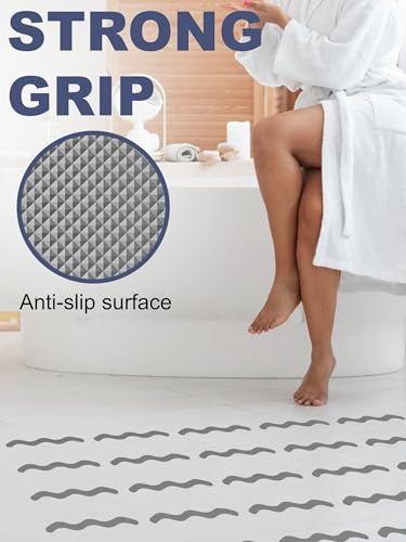 Secopad 36 PCS Anti Slip Shower Stickers, Safety Bathtub Strips Adhesive Decals with Premium Scraper for Bath Tub Shower Stairs (Grey) - color: Grey
