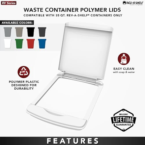 Rev-A-Shelf 35 Qt Under Sink Garbage Can Lid for Base Kitchen and Bathroom Cabinet, Replacement Plastic Trash Bin Lid Only, White, RV-35-LID-1 - color: White, size: 35 QT