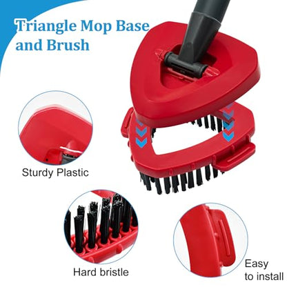 Spin Mop Handle, Mop Heads Replacements,Scrubber Brush and Mop Base Compatible with Ocedar RinseClean 2-Tank System, Mop Handle and Head Replacement Combo Set for Wet Dry Use Floor Cleaning - size: 4 pack mop heads set