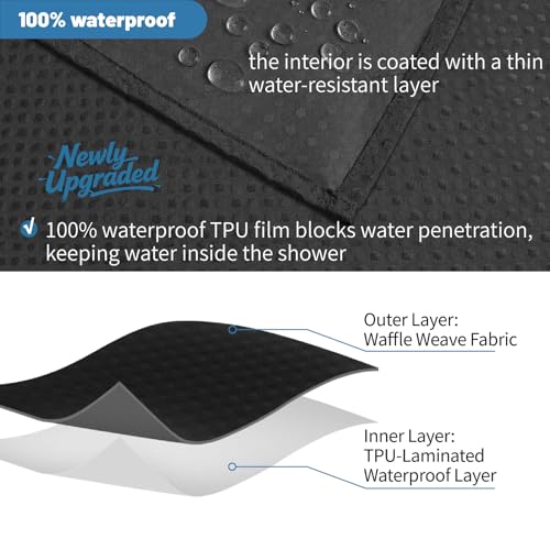 2-in-1 Waterproof Fabric Shower Curtain - No Separate Liner Needed, Hotel-Style Waffle Weave, Effortless Cleaning & Washable Bathroom Shower Curtain Set,72Wx78H,Black - color: Black, size: 72"W x 78"L (Pack of 1)