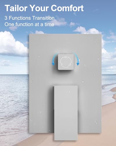 Brushed Nickel 3-Function Shower System with 10" Rainfall & 6" Secondary Shower Head, Handheld Combo Set, Wall Mounted cUPC Certified Pressure Balance Valve - color: Brushed Nickel