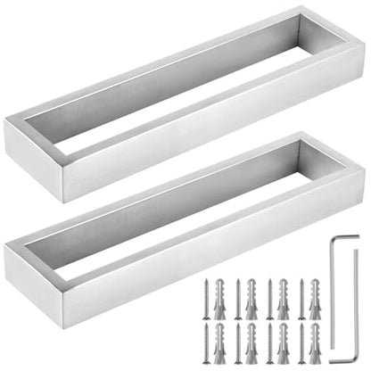 2 Pcs Bathroom Towel Rings, Square Brushed Wall Mounted Hand Towel Racks, Stainless Steel Towel Holders, Rectangular Modern Towel Stands