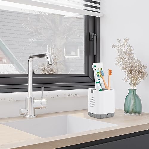 Boperzi Toothbrush Holders for Bathrooms, Detachable Electric Toothbrush Holder, Kids Toothbrush Holder Drainage, 3 slot Toothbrush and Toothpaste Holder Storage Caddy, Toothbrush Organizer White/Grey - color: Plastic White&gray