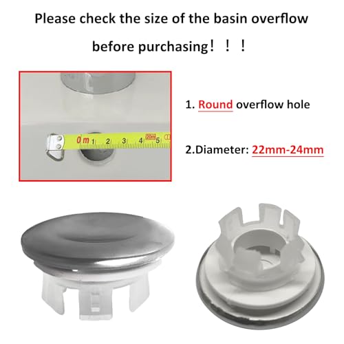 4 Pack Stainless Steels Sink Trim Overflow Covers,2-Layer Basin Sink Overflow Rings Round Hole Insert in Cap,Sink Over flow Cover Hole Insert Cap for Kitchen Bathroom - style: 2-layer Concave