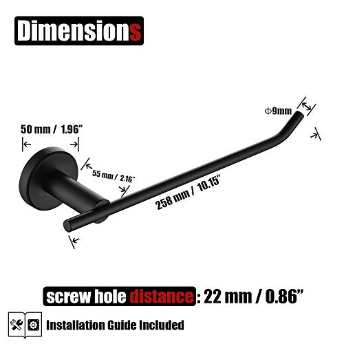 JQK Black Hand Towel Holder, Stainless Steel Towel Bar for Bathroom, 9 Inch Necklace Holder Matte Black Wall Mount, TR100-PB - color: Black, size: 9 Inch (Right)