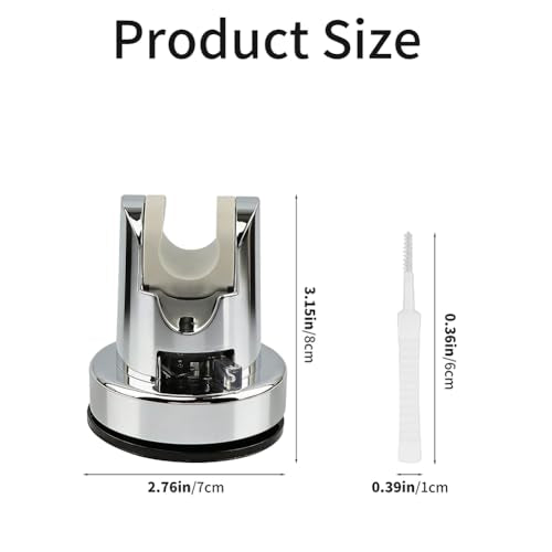 Shower Head Holder, No Drill Strong Suction Cup Shower Head Bracket, Adjustable Height & Angle Wall Mount for Handheld Showerhead, Reusable Tool-Free