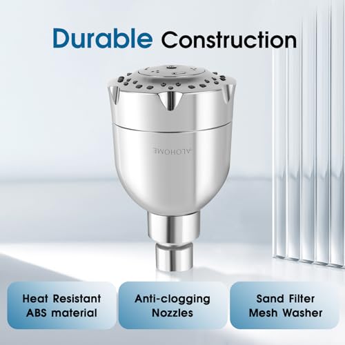 High Pressure Boosting Shower Head, ALOHOME 6 Powerful Spray Settings - Perfect for Low Water Pressure Homes, 3.6" Luxury Modern Chrome Finished Shower Head with 360° Adjustable Brass Ball Joint - color: Chrome