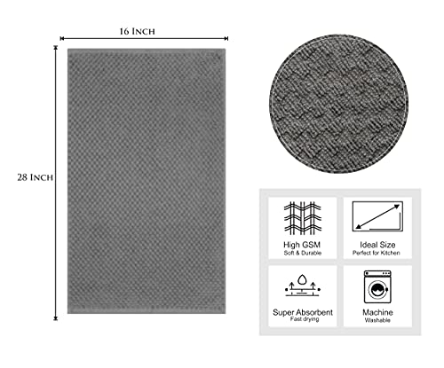 COTTON CRAFT Amazing Kitchen Towels - 8 Pack 100% Cotton Waffle Terry Towel | Charcoal - 16x28 Euro Café Waffle Weave Dish Towels - Soft Absorbent Quick Dry Low Lint Reusable Pantry Bar Cleaning Cloth - color: Charcoal, size: 8 Pack