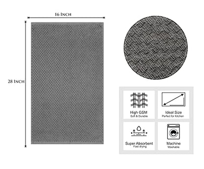 COTTON CRAFT Amazing Kitchen Towel - 12 Pack 100% Cotton Waffle Terry Towel | Charcoal - 16x28 Euro Café Waffle Weave Dish Towels - Soft Absorbent Quick Dry Low Lint Reusable Pantry Bar Cleaning Cloth - color: Charcoal, size: 12 Pack