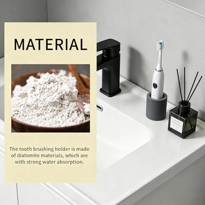 Toothbrush Holder | Diatomite Holder Stand for Bathroom Vanity Countertop Water Absorption Quick Drying Toothbrush Holder Stand