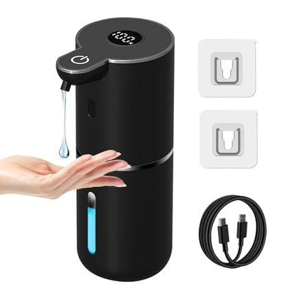OHIFAST Automatic Liquid Soap Dispenser Touchless, USB Rechargeable Smart Hand Soap Dispenser, 6-Level Adjustable, 12.8oz/380mL, Compatible with Thick Thin Dish Soap for Bathroom Kitchen-Black - color: Black, style: Liquid